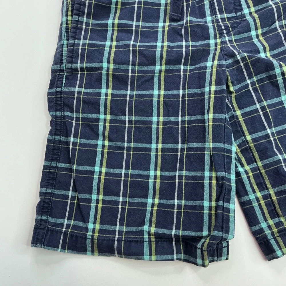 Gymboree Navy Blue Plaid Shorts Kids Size 8 Cotton Elastic Waist Drawstring